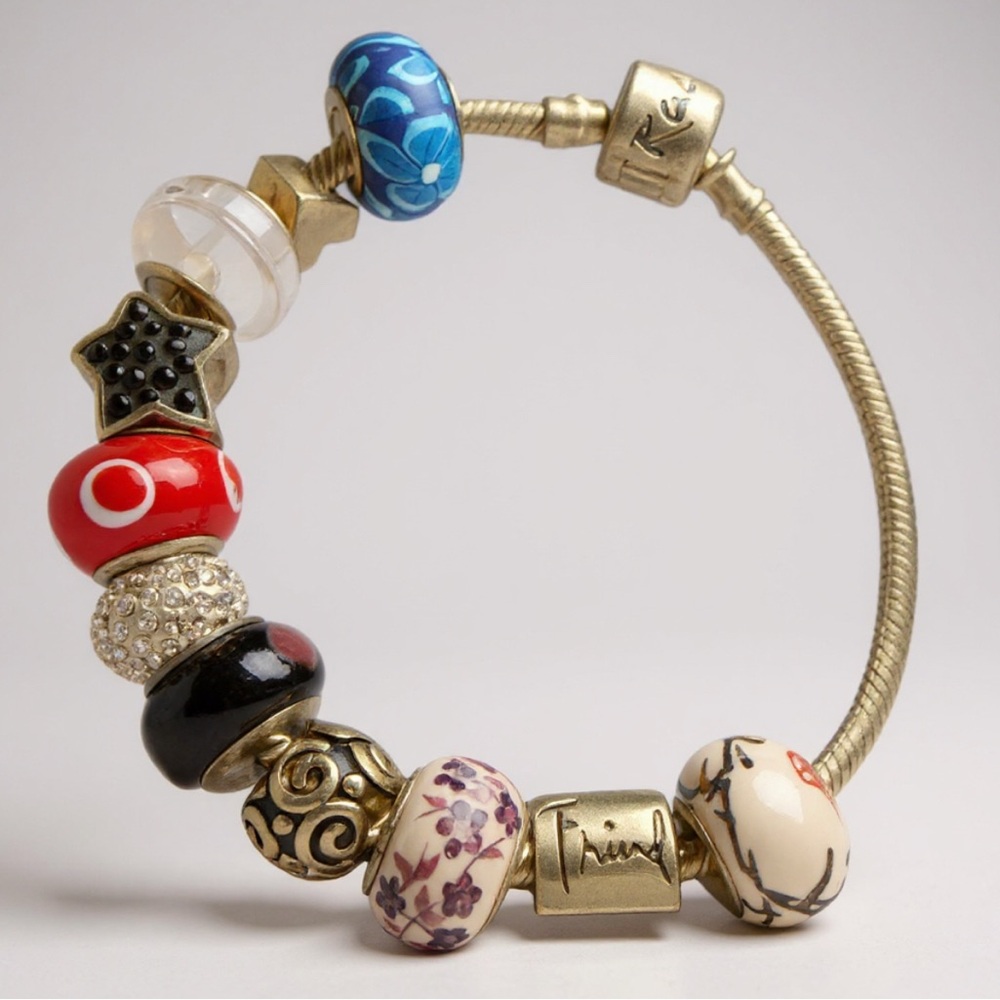 SilveRado Sterling Silver 925 Charm Bracelet with 9 Beads – Murano & Enamel